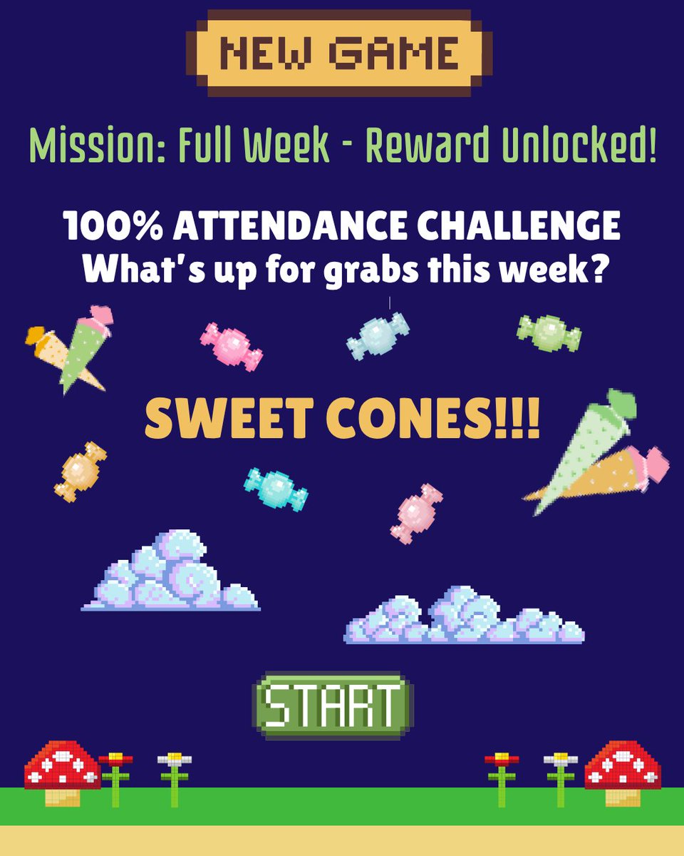 🎯 WEEK 1 - 100% ATTENDANCE CHALLENGE! 🎯

 📅 Be in every day this week 
📌 100% Attendance = PRIZE!
👀 What’s up for grabs?
🍬 A SWEET CONE for every pupil who’s in school every day this week!

Show up, join in, &amp; claim your treat!

💪 Attendance matters - you’ve got this, EPC!