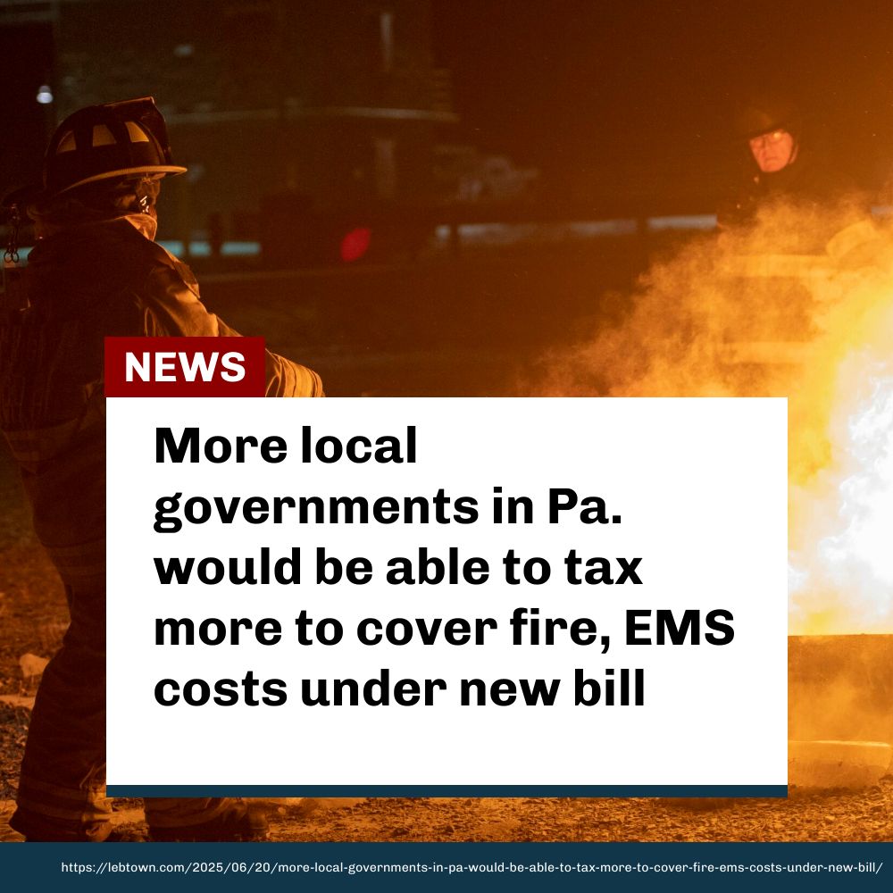 After about 150 Pennsylvania boroughs and townships were given the authority to raise higher fire and EMS taxes, a lawmaker wants to expand that power for more communities. lebtown.com/2025/06/20/mor…