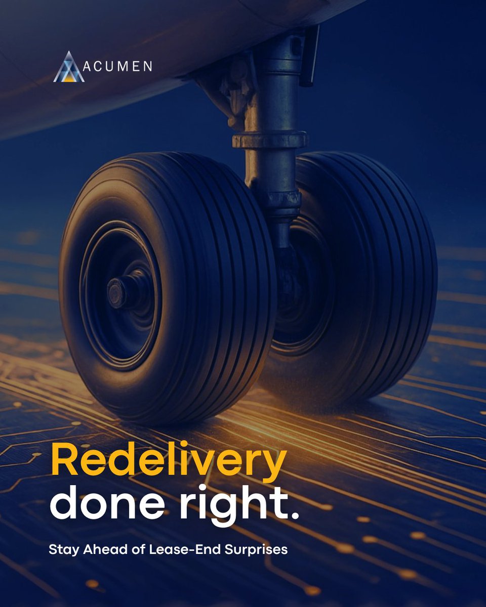 AcumenAviation's tweet image. Redelivery is a process, not a deadline.
Plan early. Avoid surprises.
Trust @AcumenAviation for smooth, dispute-free lease returns.

LINK: acumen.aero/aircraft-redel…

#AircraftRedelivery #FleetSupport #AcumenAviation