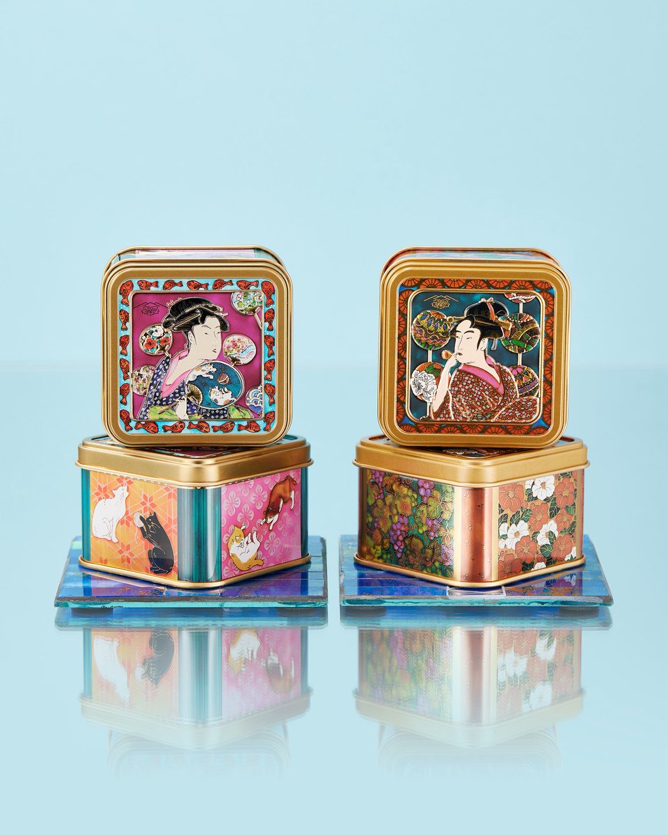 お江戸のネコ”と浮世絵をガラス絵で描いた、蔦重缶第2弾『豆本型ふせん