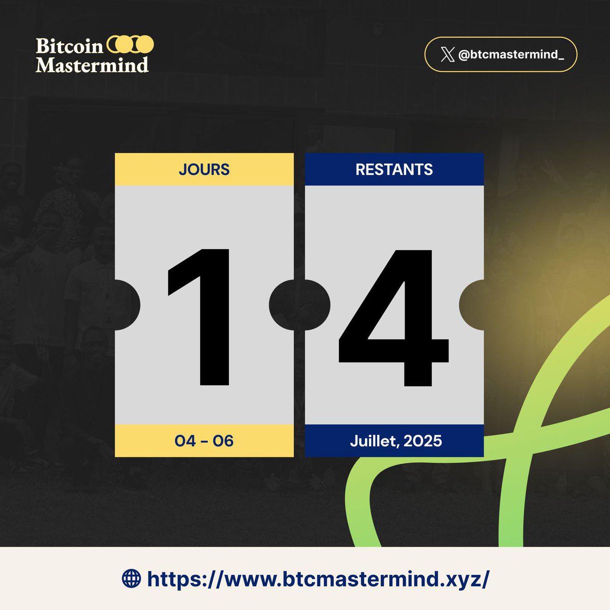J-14 avant Bitcoin Mastermind 2025 !

Dans deux semaines, Cotonou devient la capitale du Bitcoin francophone.

Des speakers de qualité, des ateliers techniques, du réseautage et une énergie unique t’attendent !