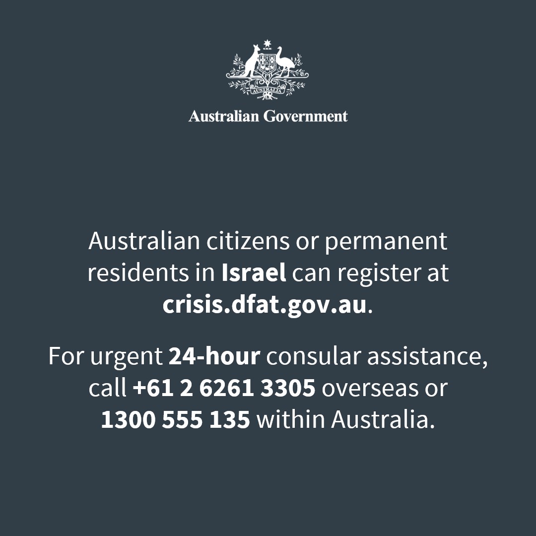 ISRAEL UPDATE

The Australian Government has facilitated two bus transfers for Australians from Tel Aviv to Amman.

More assisted departures are planned from Sunday, subject to conditions on the ground.

Airspace remains closed.