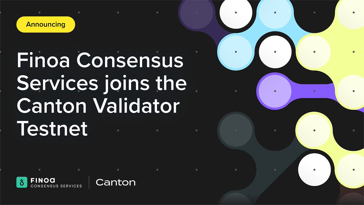 Finoa Consensus Services (@finoaconsensus) on Twitter photo Stepping into the future of regulated DeFi: Finoa Consensus Services is now running a validator on the <a href="/CantonNetwork/">Canton Network</a> testnet, delivering institutional-grade security and uptime to the only public blockchain with privacy.
Excited to help shape the next era of on-chain finance. Stepping into the future of regulated DeFi: Finoa Consensus Services is now running a validator on the <a href="/CantonNetwork/">Canton Network</a> testnet, delivering institutional-grade security and uptime to the only public blockchain with privacy.
Excited to help shape the next era of on-chain finance.