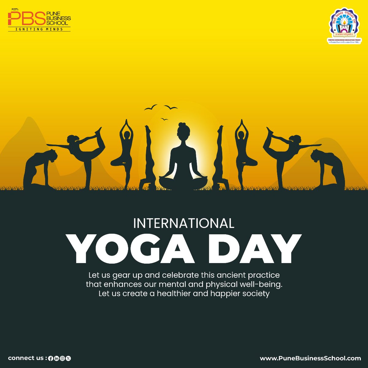 school_pune's tweet photo. 🧘‍♂️ Warm wishes on World Yoga Day! 🌿Yoga unites body, mind &amp; soul — a timeless path to health and harmony. Let’s pledge to embrace yoga for inner peace and holistic wellness.
Practice Yoga – Stay Healthy, Live Peacefully!

#PCET #PBS #WorldYogaDay2025 #जागतिकयोगदिन #योगसाधना https://t.co/aYQATgxkB2