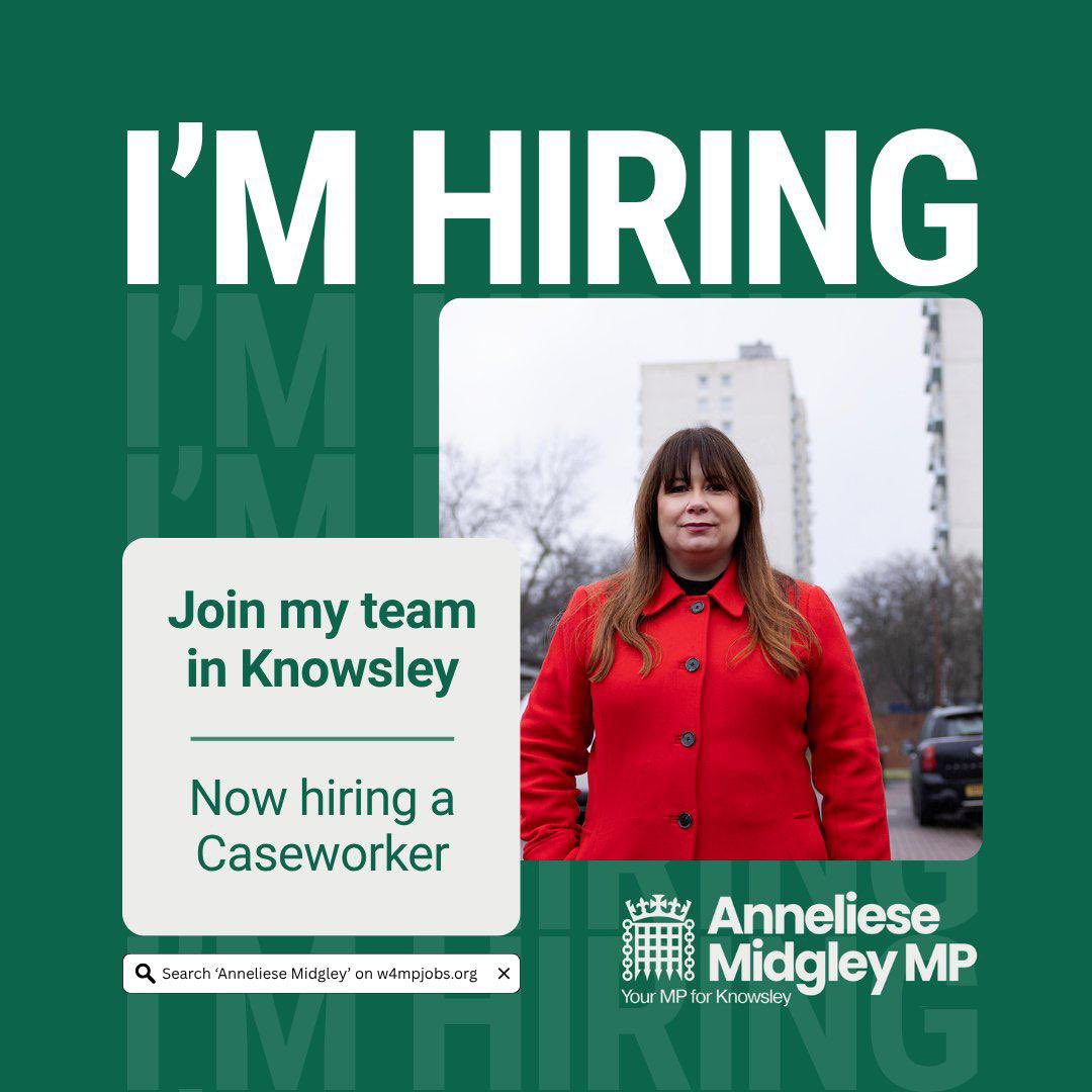 Join my lovely team in Knowsley! 

I'm hiring a Caseworker to help keep things running smoothly and make sure residents get the support they need. 

Deadline is Thursday 17th July. Apply below👇

w4mpjobs.org/JobDetails.asp…