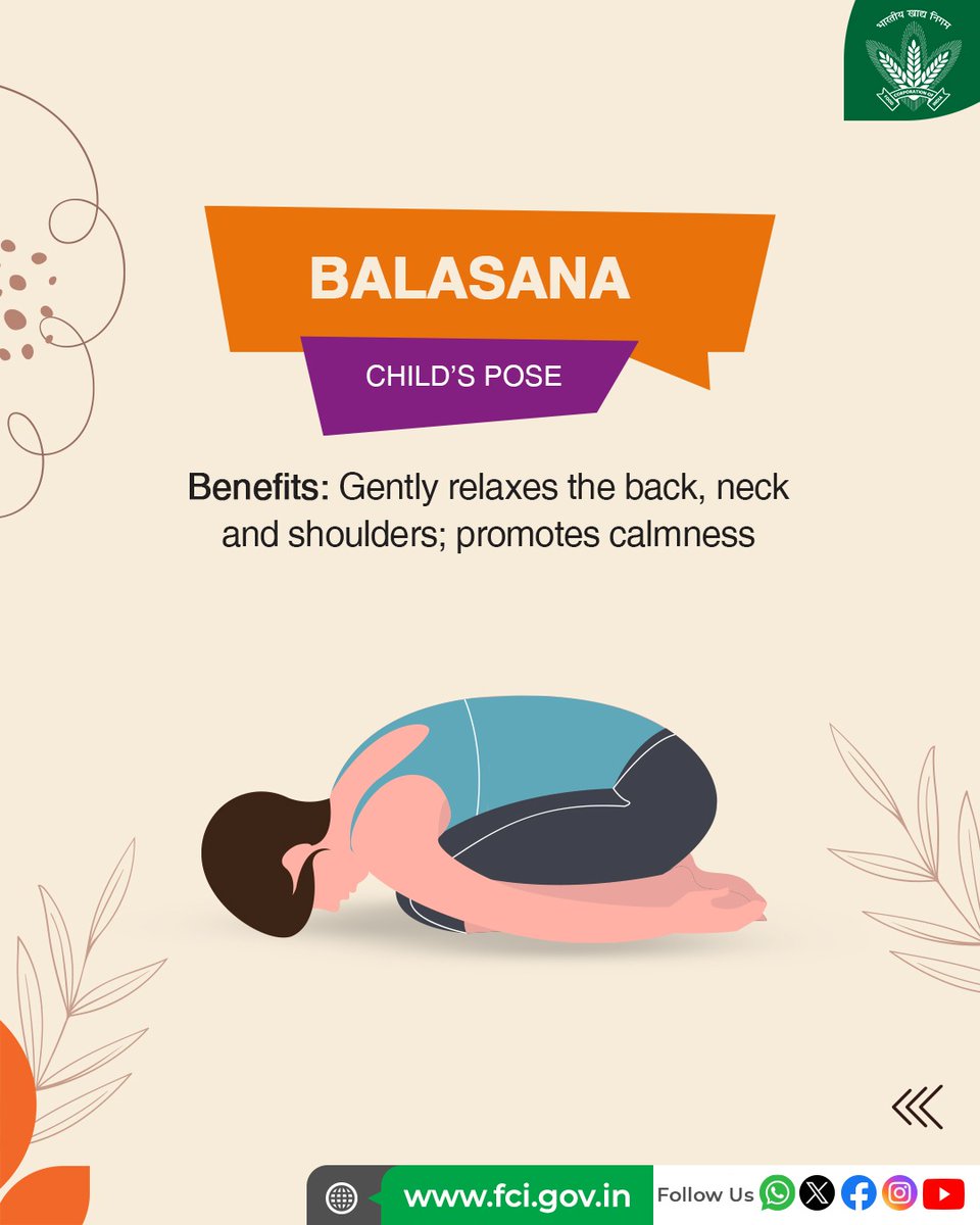 FCI_India's tweet photo. Take a pause, breathe deep, and reconnect with your well-being.

These 4 simple yoga and pranayama practices are a perfect combination for keeping your mind calm and focused, staying fit, and sleeping better every night. Yoga is not only an exercise; it's a way to compose yourself. This #InternationalYogaDay, take a step toward becoming more healthy and composed.