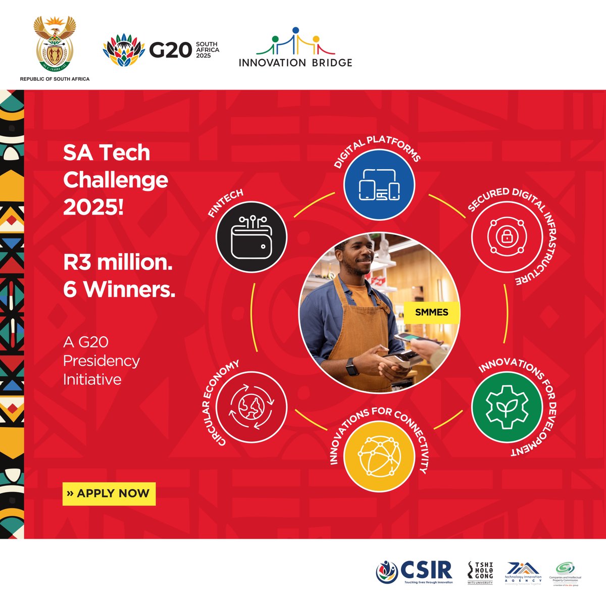 Tech SMMEs in SA! Apply for #SATechChallenge2025 if you innovate in FinTech, Digital Platforms, Connectivity, Circular Economy &amp; more. Deadline: 30 June 2025
satechchallenge.co.za