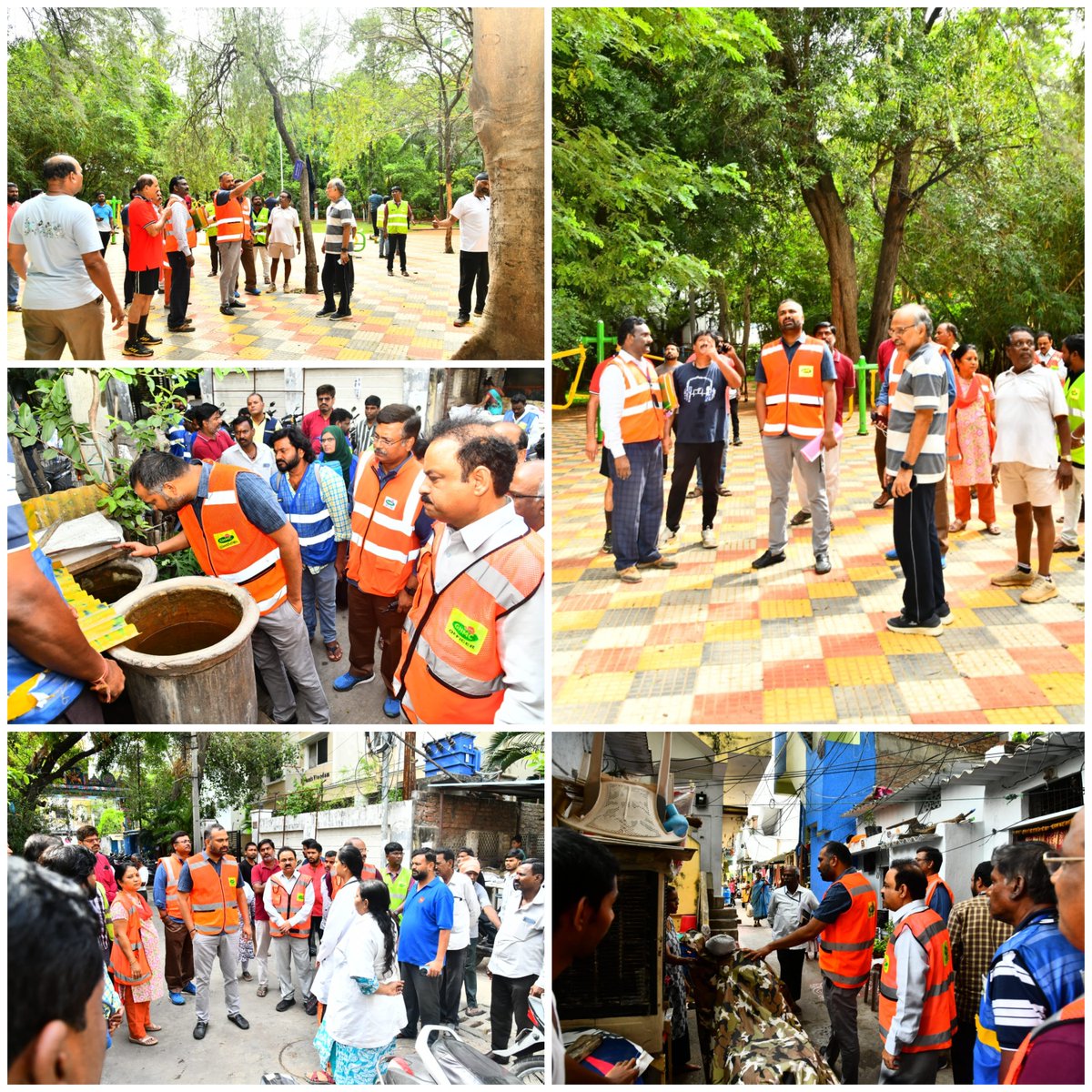 The Commissioner, GHMC ,Sri R.V. Karnan spent the early hours at Indira Park today, speaking with senior citizen walkers and reviewing the maintenance of the park. Concerns about unclean toilets, lack of seating &amp; algae‑overgrown well were raised. Instructions were given to the
