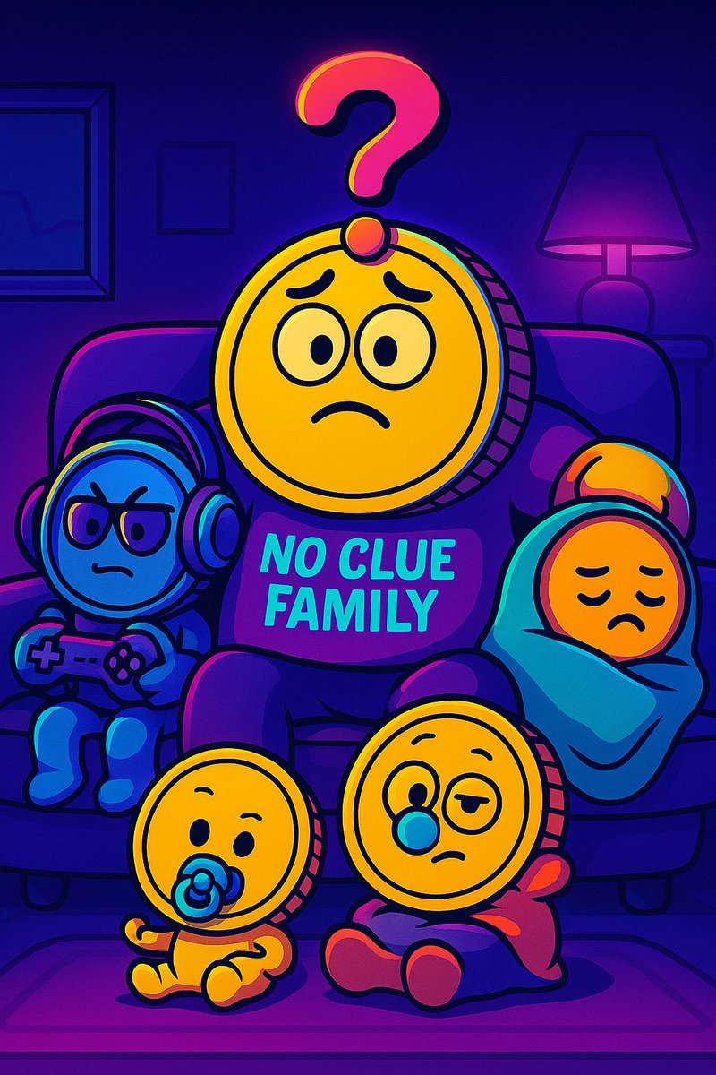 NoCoinClue's tweet photo. Hey Fam new Update!
They have no clue what’s happening…

But they’re building something.

😵‍💫🎮😴🍼😈

The No Clue Family has arrived.

Drop a ❓if you’re early.
Stay hyped. We’re just getting started.

#NoClueFam #Memecoin https://t.co/Dq1Fy0AxKE