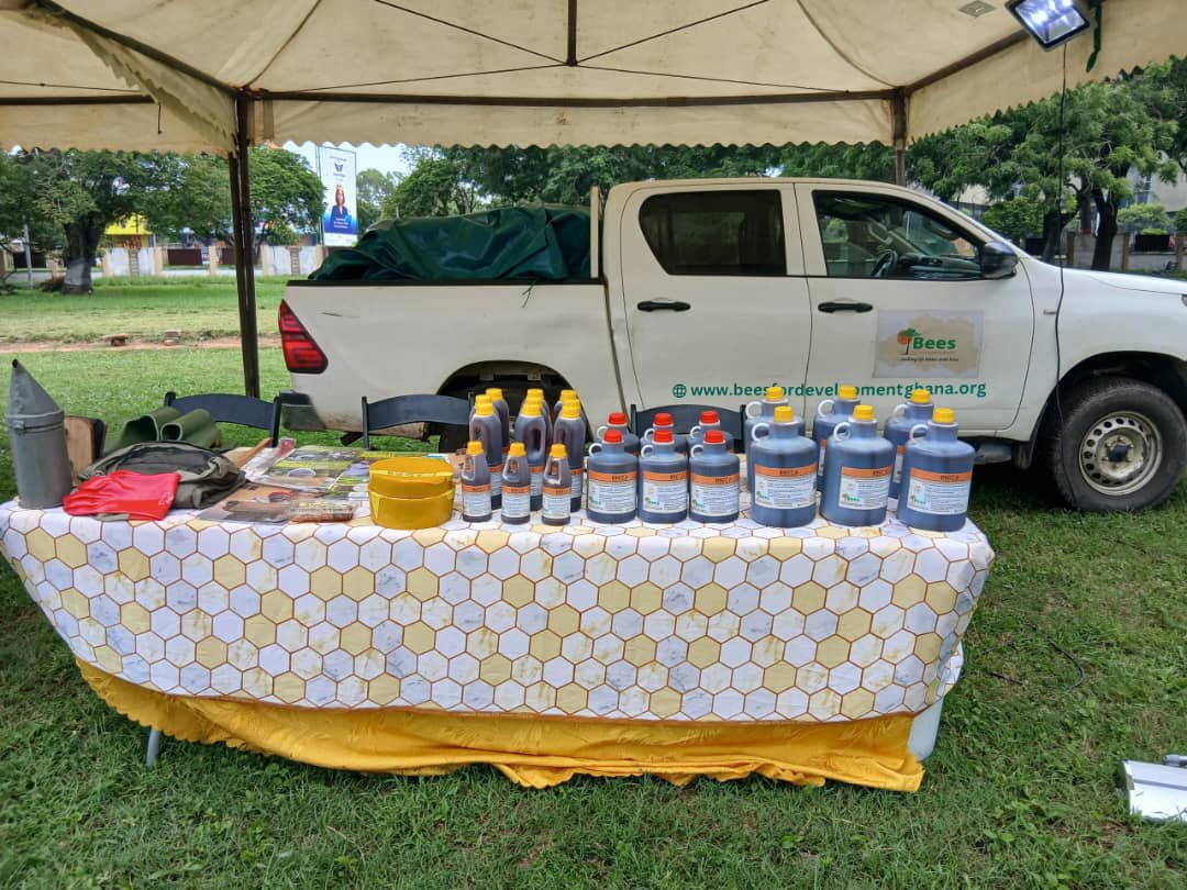BfDGhana's tweet photo. We all set for the @Citi973 #AgriFair2025 at EFUA Sutherland Children’s Park in Accra. Your pure honey is waiting for you, just pass by and grab yours now. #beesfordevelopment https://t.co/E0vrldoby8