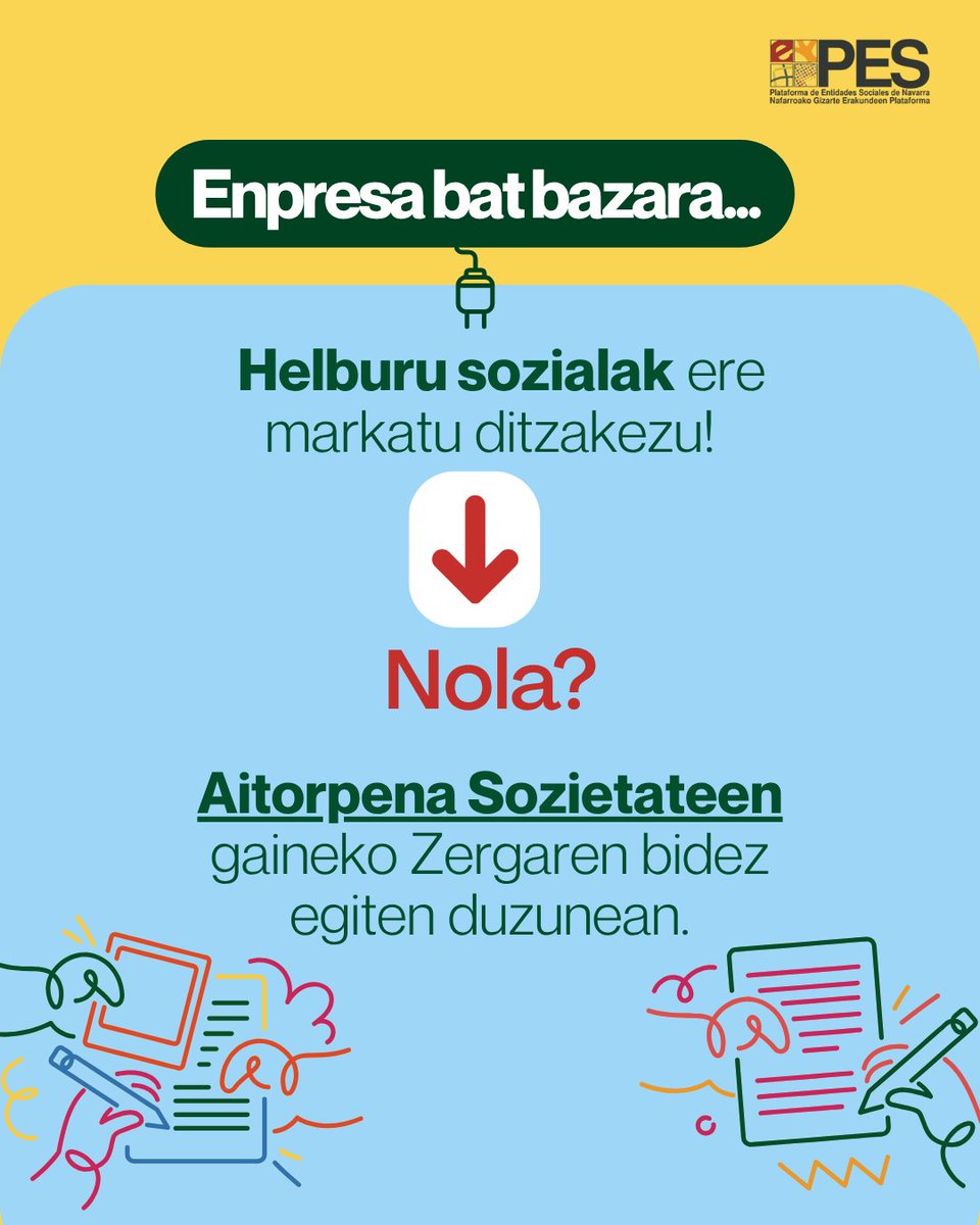 REAS Nafarroa (@reasnavarra) on Twitter photo 🧐 Enpresa bat banaiz, nere zergen zati bat helburu sozialetarako bideratu dezaket?
😀 Bai, noski! #MarkatuHelburuSozialak
<a href="/congd_navarra/">Coordinadora ONGD Na</a> <a href="/redpobreza/">Red Pobreza Navarra/Pobreziaren Kontrako Sarea</a> <a href="/CERMI_Na/">CERMI Navarra-Nafarroa</a> 🧐 Enpresa bat banaiz, nere zergen zati bat helburu sozialetarako bideratu dezaket?
😀 Bai, noski! #MarkatuHelburuSozialak
<a href="/congd_navarra/">Coordinadora ONGD Na</a> <a href="/redpobreza/">Red Pobreza Navarra/Pobreziaren Kontrako Sarea</a> <a href="/CERMI_Na/">CERMI Navarra-Nafarroa</a>
