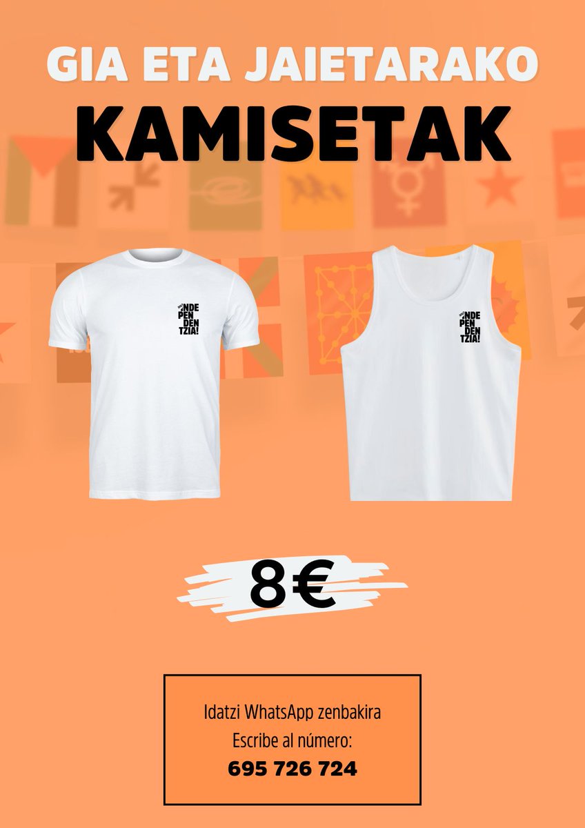 𝗜𝗡𝗗𝗘𝗣𝗘𝗡𝗗𝗘𝗡𝗧𝗭𝗜𝗔 𝗞𝗔𝗠𝗜𝗦𝗘𝗧𝗔𝗞 

Gaurtik aurrera eskuragarri / ¡Desde hoy a la venta!

📲 Idatzi 695 726 724 zenbakira / Escríbenos para conseguir la tuya