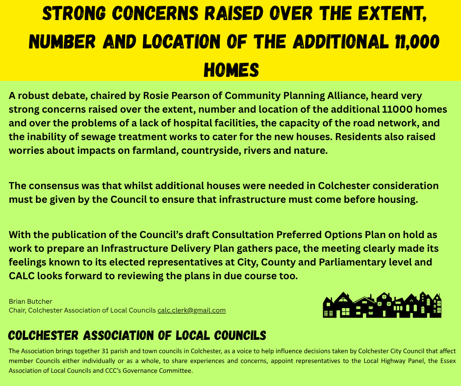 wbergholt's tweet photo. Colchester’s 11,000 New Homes – Residents Voice Concerns 🏘️

75 people gathered in Langham Village Hall to question MPs and councillors about plans for 11,000 new homes in Colchester and nearby countryside. The clear message? Infrastructure must come before housing. https://t.co/SImfSPxxsb