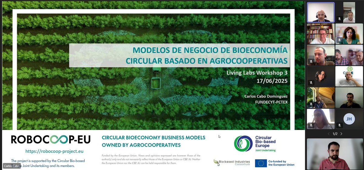FUNDECYT-PCTEX (@fundecytpctex) on Twitter photo Resultados del 3º Workshop del proyecto ROBOCOOP-EU | Avances clave hacia una biorrefinería agroindustrial sostenible en Extremadura
El pasado 17 celebramos el tercer taller del Living Lab regional del proyecto <a href="/RobocoopEU/">Robocoop-EU</a> | <a href="/CBE_JU/">Circular Bio-based Europe Joint Undertaking</a>, reuniendo a 15 agentes clave del ámbito Resultados del 3º Workshop del proyecto ROBOCOOP-EU | Avances clave hacia una biorrefinería agroindustrial sostenible en Extremadura
El pasado 17 celebramos el tercer taller del Living Lab regional del proyecto <a href="/RobocoopEU/">Robocoop-EU</a> | <a href="/CBE_JU/">Circular Bio-based Europe Joint Undertaking</a>, reuniendo a 15 agentes clave del ámbito