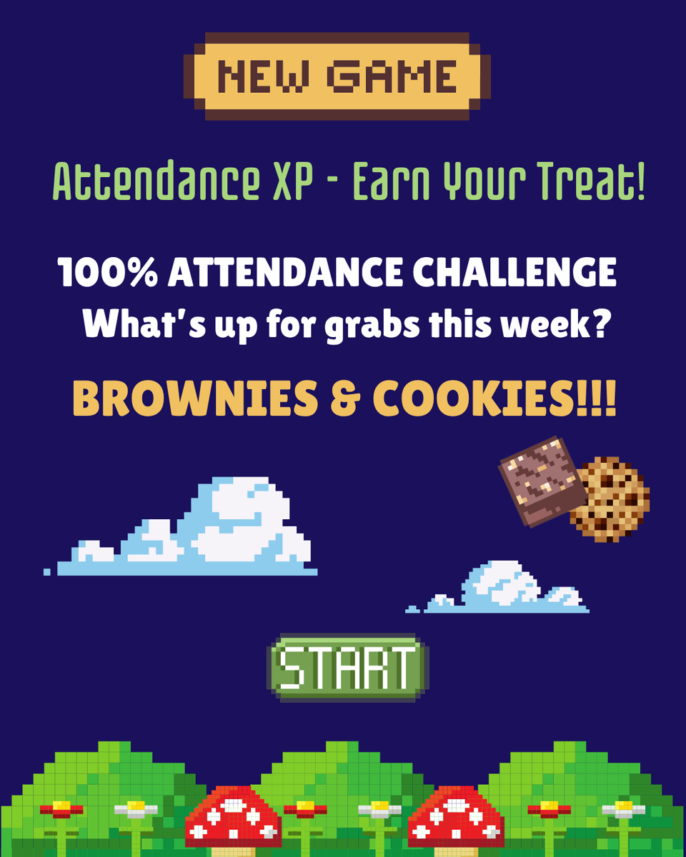 🎯 WEEK 2 - 100% ATTENDANCE CHALLENGE! 🎯

📅 Be in every day this week
📌 100% Attendance = PRIZE!
👀 What’s up for grabs?
🍪 BROWNIES &amp; COOKIES for every pupil who’s in school every day this week!

Show up &amp; claim your treat!

💪 Attendance matters - you’ve got this, EPC!