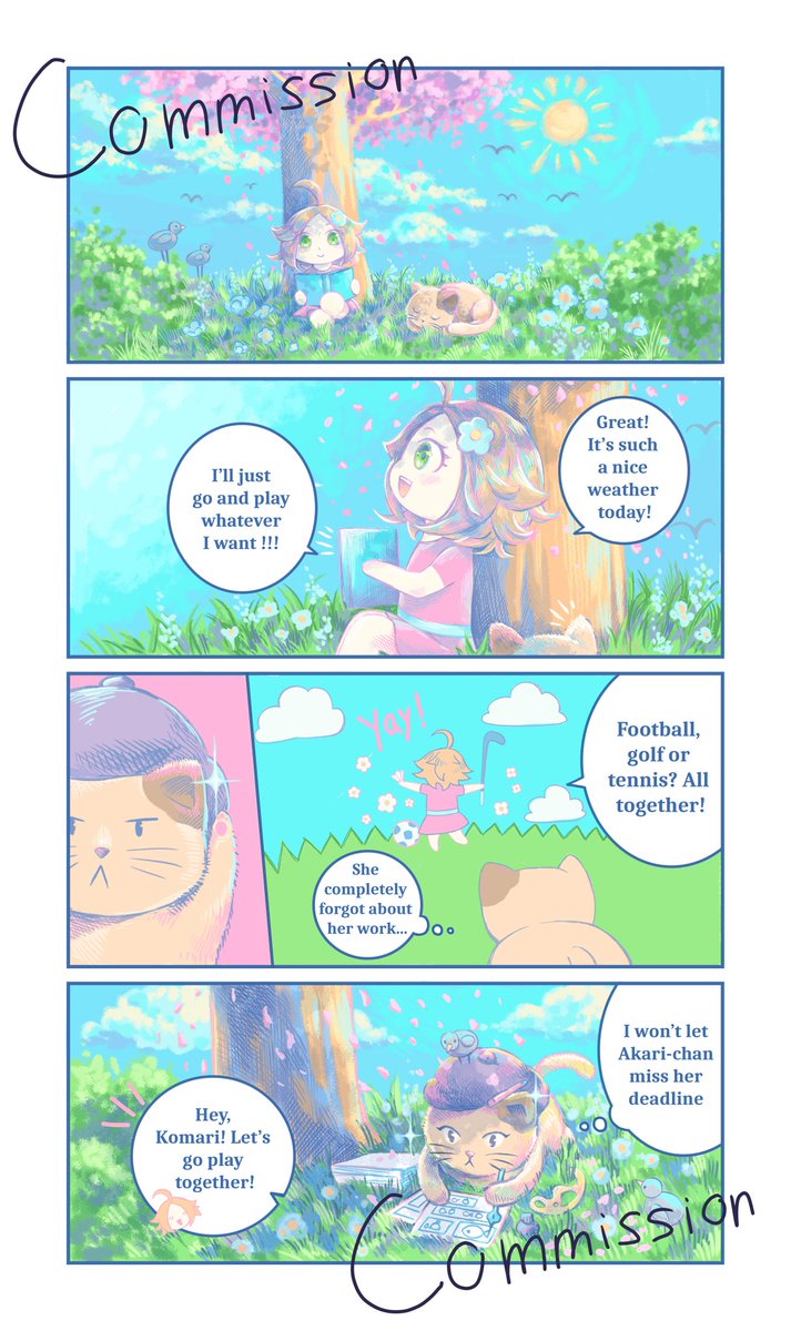 AkariSayaka01's tweet image. Hi there! Recently Akari-chan did a commission colored yonkoma for @T_agasa_paw! It was really funny to draw yonkoma Akari-chan in color this time, thank you, @T_agasa_paw for this nice experience! Thank you all for support and hope you'll enjoy the work as well!