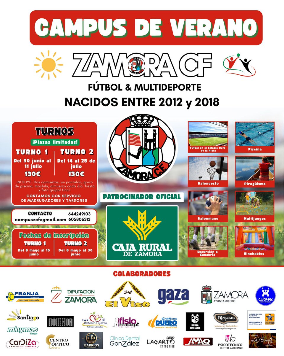 🚨 ÚLTIMO DÍA |

Hoy es el último día para inscribirse al primer turno del Campus de Verano. 

🗓️ Todavía quedan plazas disponibles para el segundo turno (del 14 al 25 de julio)

#EscuelaZCF #ElCorazóndelClub