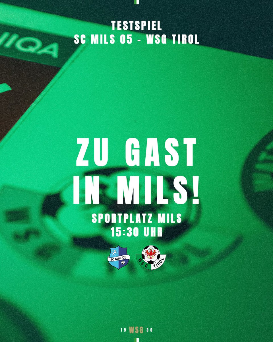 Heute fällt der Startschuss für unsere Testspielreihe: Um 15:30 Uhr treffen wir im Rahmen eines Jubiläumsspiels auf den SC Mils 05. Bis später! 😁💚

#SCMWSG | #WirSiegenGemeinsam