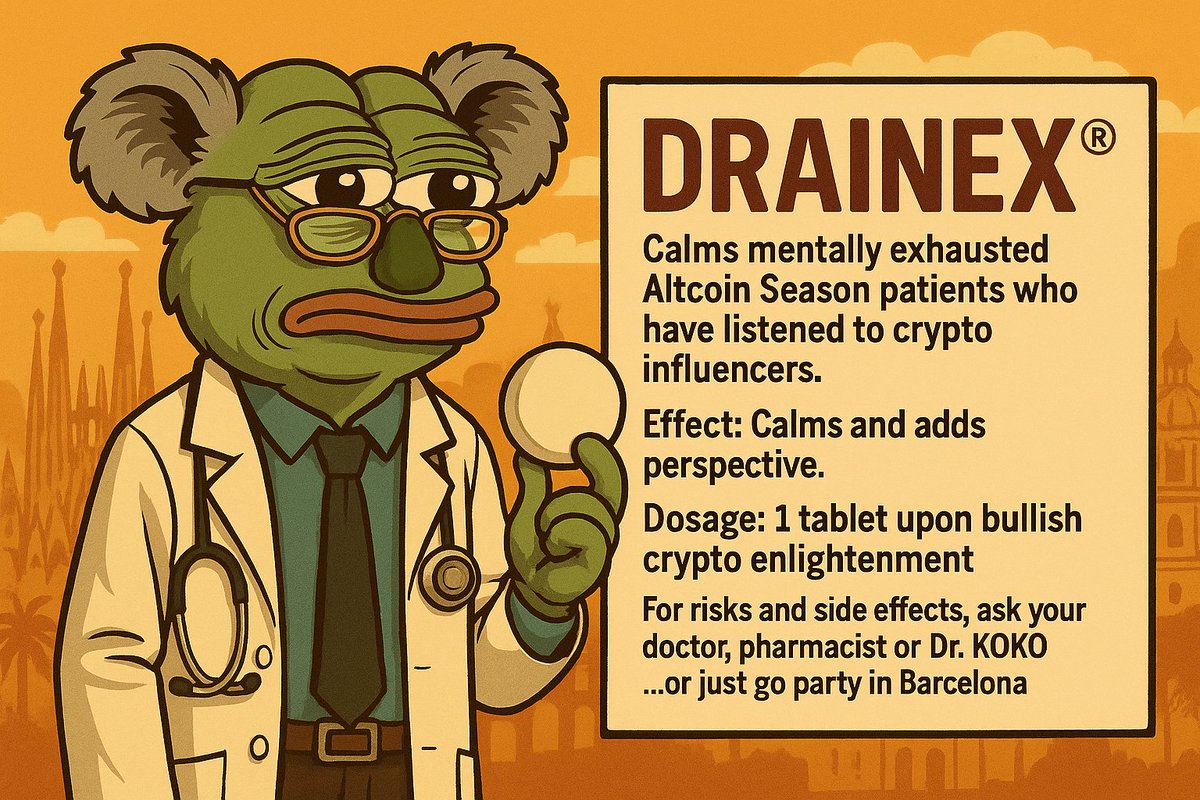 Feeling mentally drained after chasing altcoins and crypto influencers?

Dr. KOKO prescribes one tablet of $KOKO - side effects may include laughter, moon dreams, and spontaneous trips to Barcelona. 🌴💊🐨