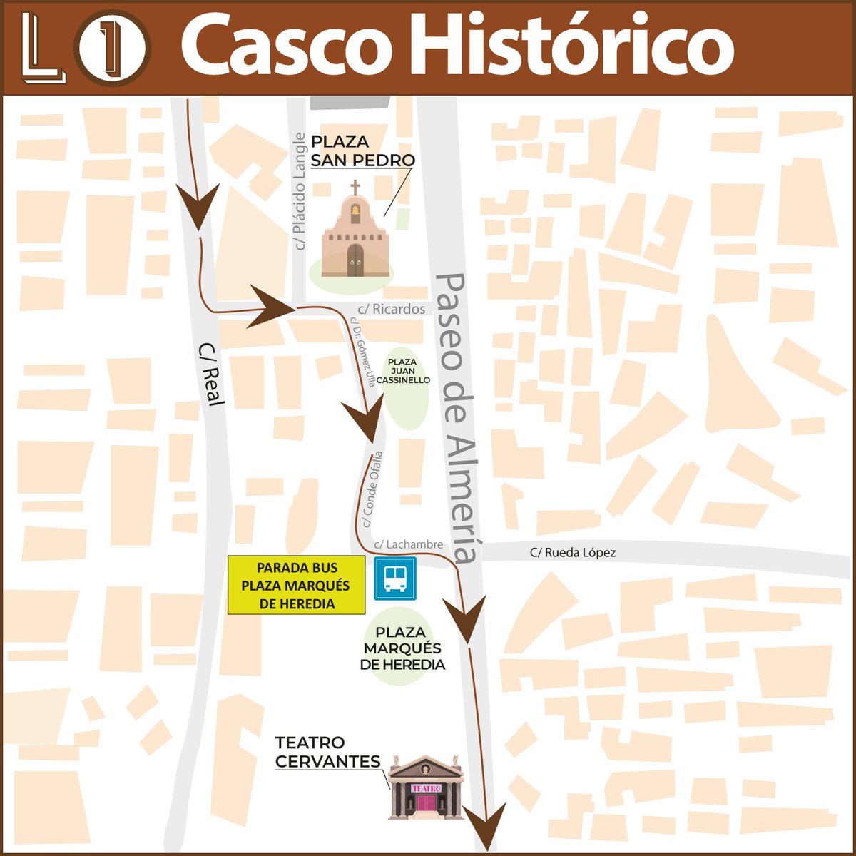 A partir del lunes 23 de junio, como consecuencia de las obras de la 2ª fase del Paseo de Almería, se modificará el recorrido de:
🟤 Línea 1
En la publi, tienes esta modificación 👇, así como en nuestros avisos: surbusalmeria.es/avisos
<a href="/aytoalm/">Ayuntamiento de Almería</a>  <a href="/Alsa_autobuses/">Alsa</a>  <a href="/ualestudiantes/">UAL Estudiantes</a>