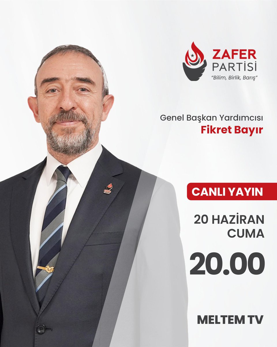 Genel Başkan Yardımcımız Dr. Fikret Bayır bugün (20 Haziran Cuma) saat 20.00’de Meltem TV’de Çağdaş Bayraktar’ın konuğu olacaktır.

🗓️ 20 Haziran Cuma
⏰ 20.00
📺 Meltem TV