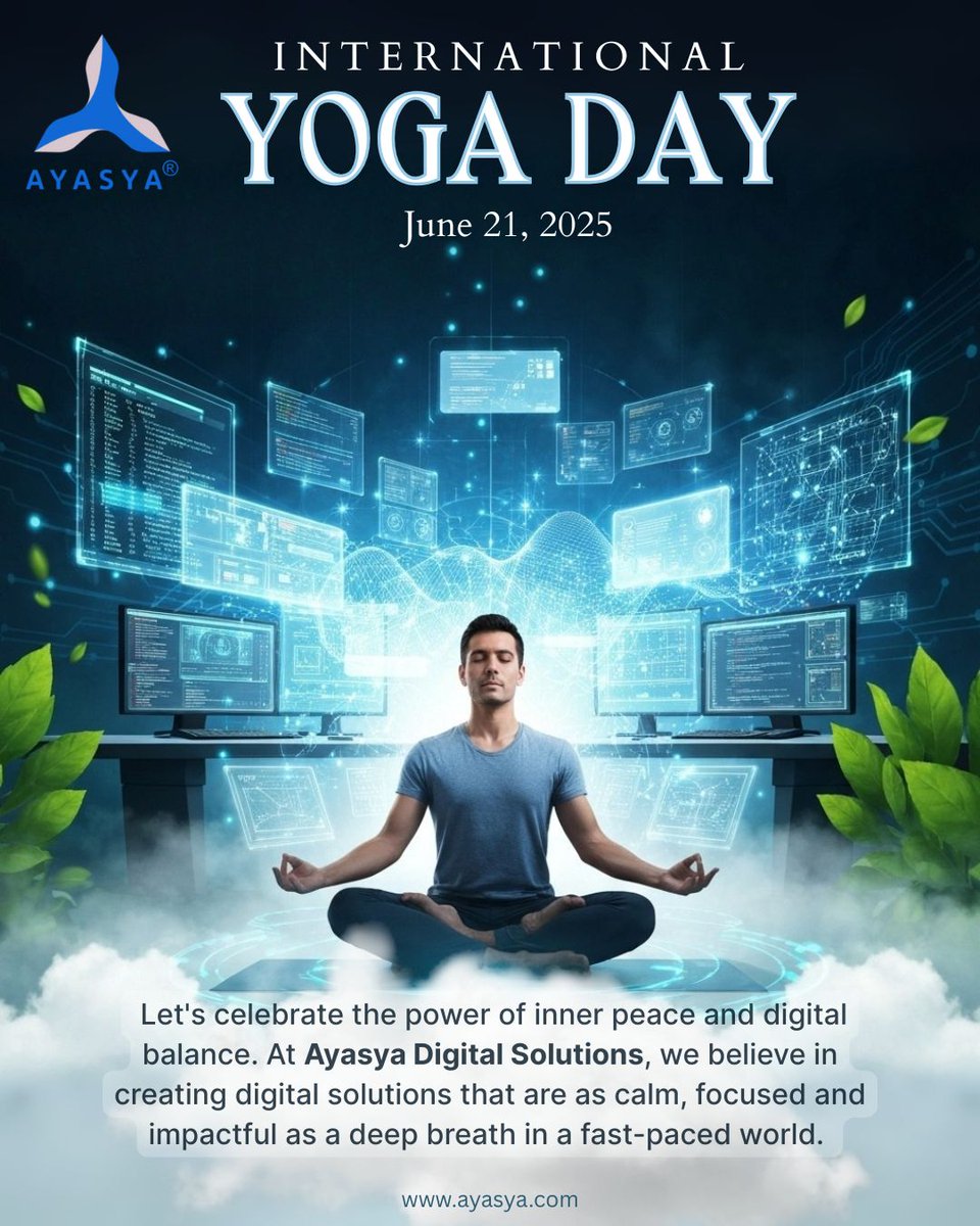 ayasyadigital's tweet image. 🧘‍♂️💻 This #YogaDay2025, Ayasya Digital strikes the perfect balance between tech &amp;amp; tranquility. Breathe in peace, code out innovation. 🌿✨
Mindful solutions for a chaotic digital world.

Click Link 👉 ayasya.com 

#AyasyaDigitalSolutions #MindfulTech #DigitalBalance