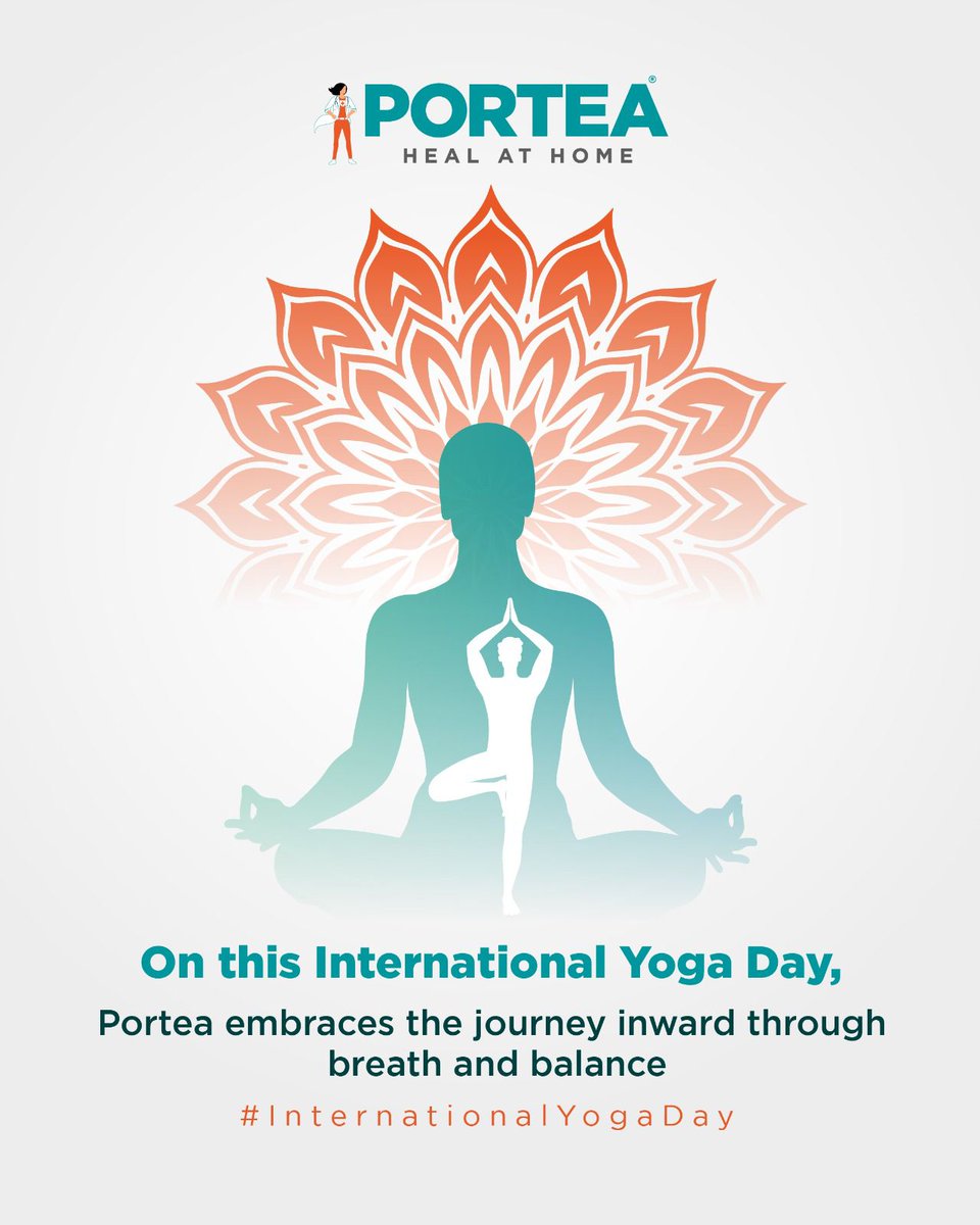 🧘‍♀️ Happy International Yoga Day!
Yoga boosts balance, reduces stress &amp; supports recovery.
At Portea, we bring yoga home — for elders, post-surgery care &amp; chronic conditions.
💙 Breathe. Heal. Thrive — with Portea.