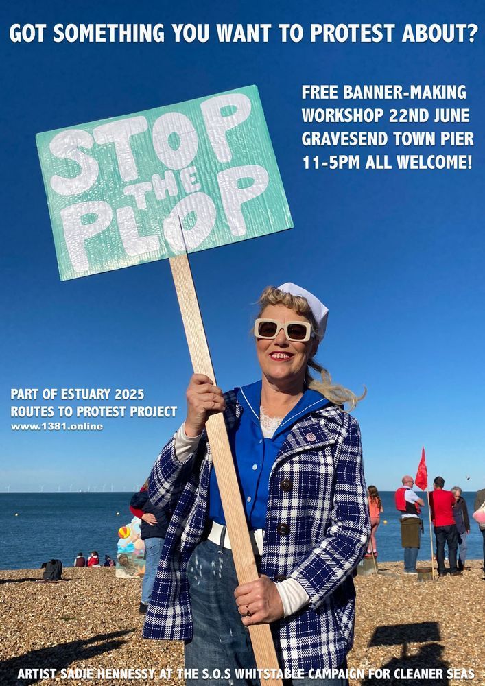 Join us on Gravesend Town Pier on Sunday 22 June for a free banner making workshop with @memphishennessy as part of our 'Routes to Protest' workshop celebrating the role of the Thames Estuary in the 1381 Peasants' Revolt: visitgravesend.co.uk/events/estuary… #EstuaryAnthology