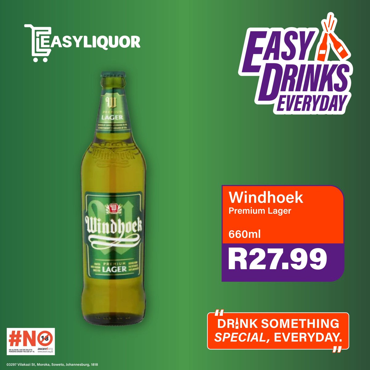 easyliquor's tweet photo. 🍻 Windhoek Premium Draught or Lager – only R27.99!
660ml of smooth, crisp refreshment made with the finest ingredients.

✨ Drink something special, every day.
📍 Available at EasyLiquor – Rockville &amp; Orlando East branches.

#EasyLiquor #EasyDrinksEveryday 
 #DrinkResponsibly https://t.co/itJpt43I1w