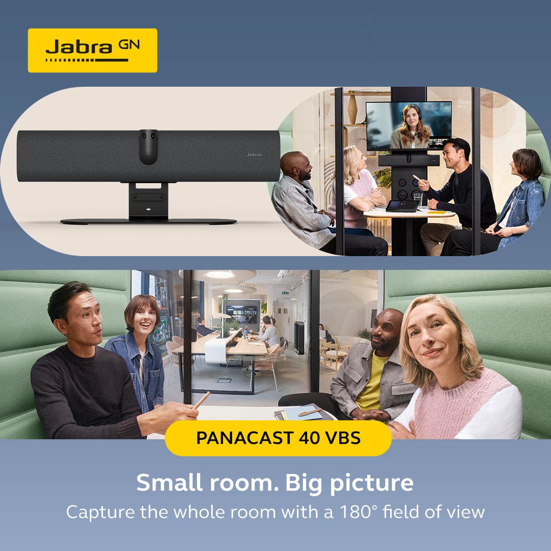 GVAV Ltd (@gvavltd) on Twitter photo Fed up with squeezing round the screen on video calls?
<a href="/We_are_Jabra/">We are Jabra</a>'s PanaCast 40 VBS captures the entire room with a 180° field-of-view. So, everyone's in the frame and the conversation. Smile!
#GVforAV Fed up with squeezing round the screen on video calls?
<a href="/We_are_Jabra/">We are Jabra</a>'s PanaCast 40 VBS captures the entire room with a 180° field-of-view. So, everyone's in the frame and the conversation. Smile!
#GVforAV