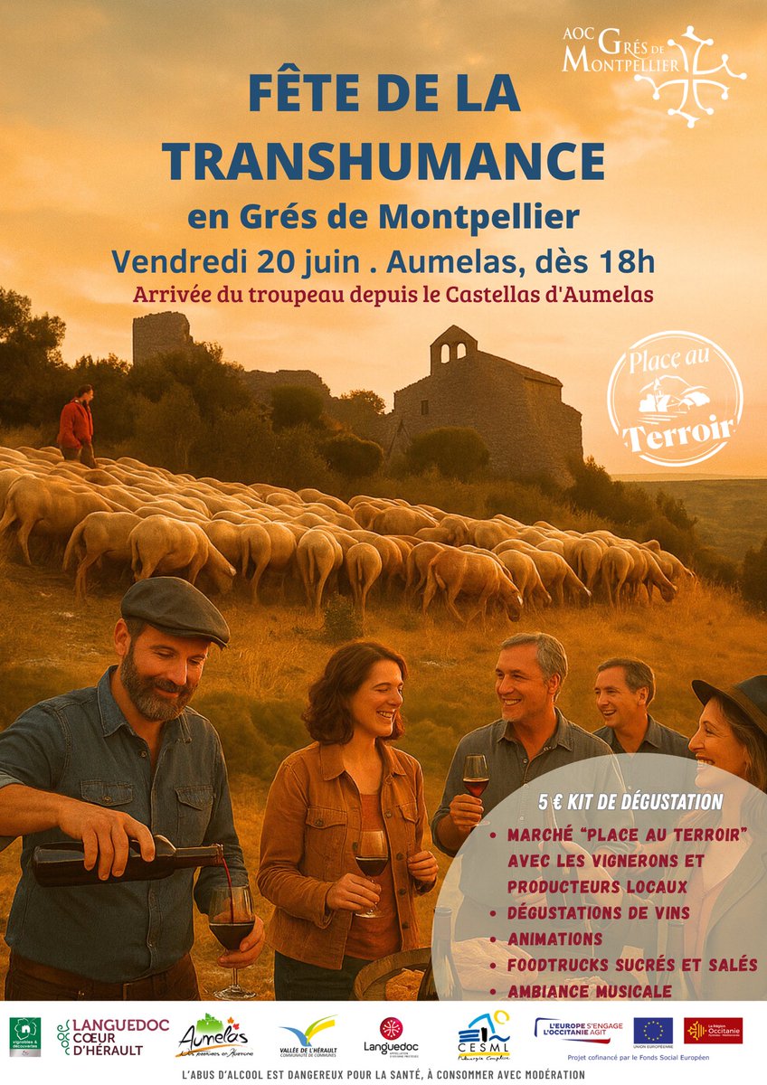 Rdv ce soir sur la bourgade d’Aumelas pour accueillir la transhumance de 800 brebis avec vignerons et bergers autour de produits du terroir dans une ambiance champêtre et musicale 🎵 🐑
#transhumance #placeauterroir #herault #vignoblesetdecouvertes