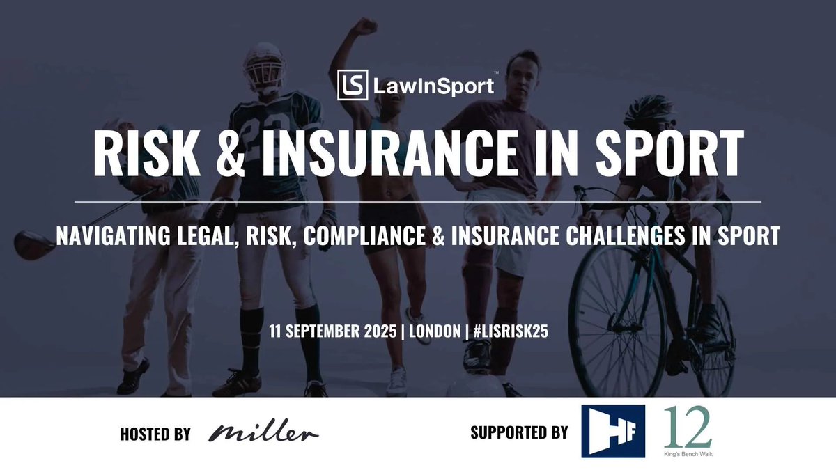 Registrations are now open for this year's Risk &amp; Insurance in Sport Conference 2025, and will be held in London on 11th September 2025: bit.ly/3SVgURp 

The event will bring together experts to discuss the most pressing risk management challenges facing modern sport —