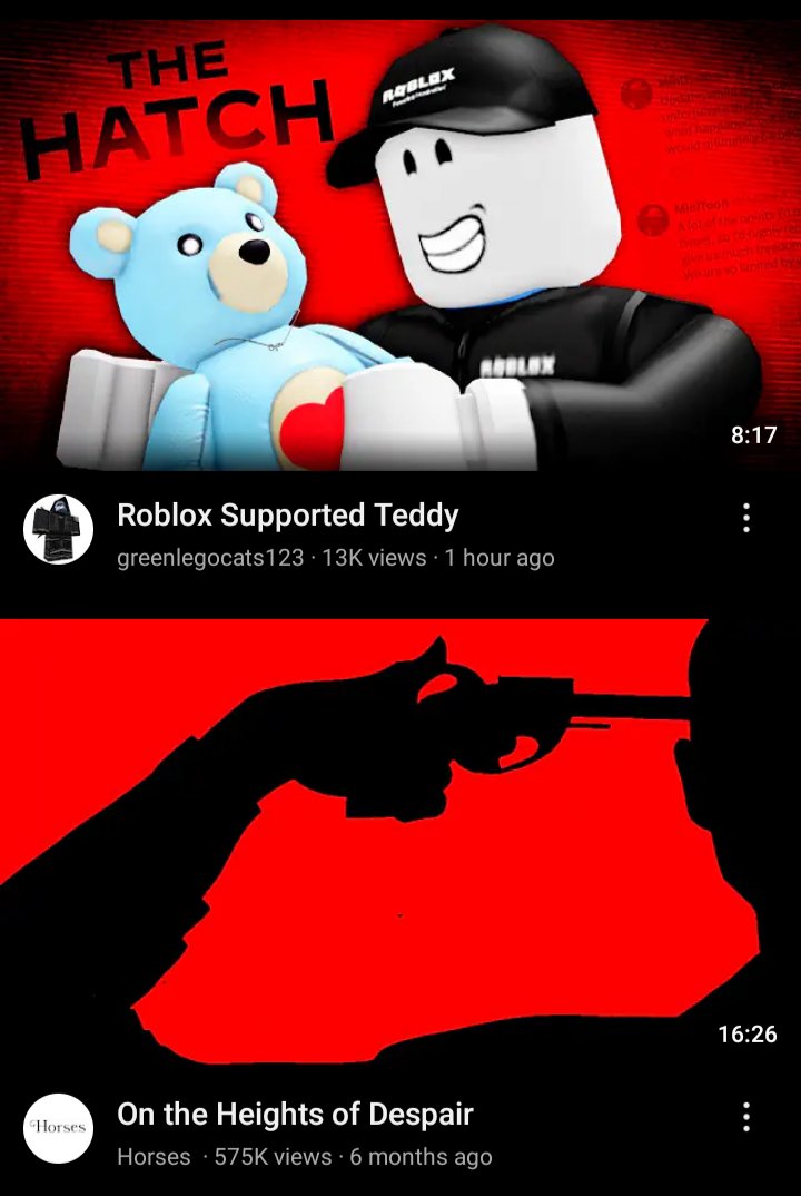 TheWolfLeader50's tweet image. YouTube seems to get the headspace around #robloxthehatch fairly well 💔