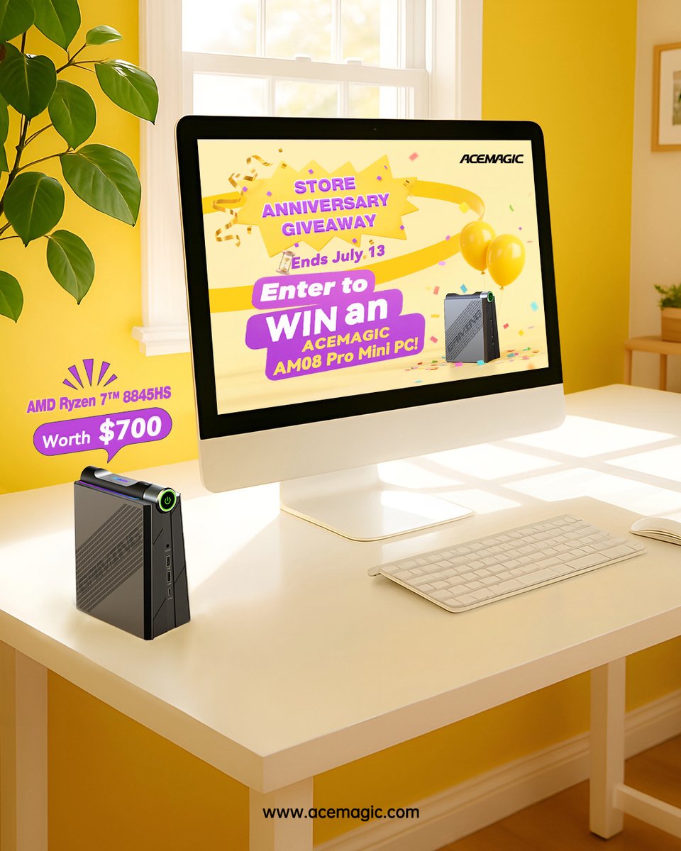 Acemagic_MiniPC's tweet image. 🎉🎂 ACEMAGIC.COM 3rd Anniversary Giveaway! 🎁 Be the lucky winner of this ultra-powerful ACEMAGIC AM08 Pro #MiniPC featuring the blazing AMD Ryzen 7 8845HS, valued at $𝟳𝟬𝟬! 😲🖥️💥
🔗 bit.ly/Ace_MiniPC_AM0… 👉Click for prize details &amp;amp; enter now! 🥂✨

✔ Follow…