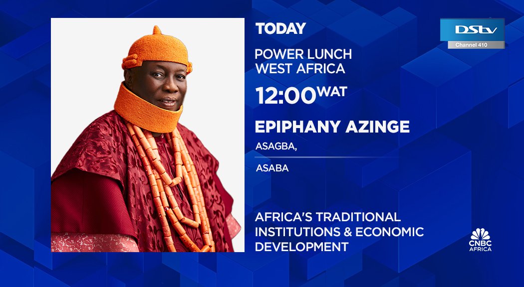 [WATCH] Today on #PLWA: Africa's traditional institutions &amp; economic development. We're joined by Epiphany Azinge (<a href="/ProfEAzinge/">HRM. Obi Prof. Epiphany Azinge, SAN ⚖️</a>), <a href="/Asagba_Of_Asaba/">Asagba_of_Asaba</a> for more.  

📺Tune in at 12h00 WAT on #DSTV410.