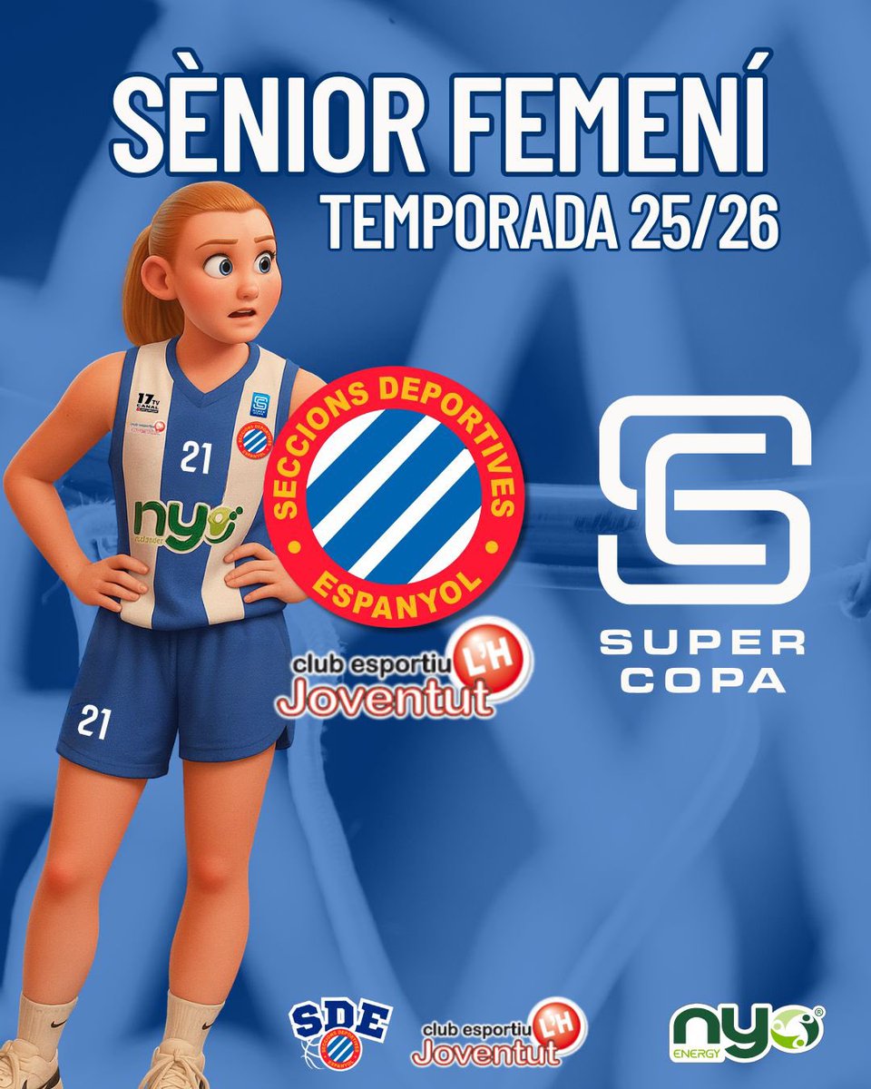 📣 OFICIAL!
El sènior femení del SD Espanyol - CE Joventut L’Hospitalet competirà la temporada 2025/2026 a la SUPERCOPA FEMENINA! 🏀🔥

Un projecte que creix, una il·lusió que es fa realitat 💙
Gràcies a totes les persones que ho fan possible dia a dia! 🙌

🔵⚪ Som-hi, equip!