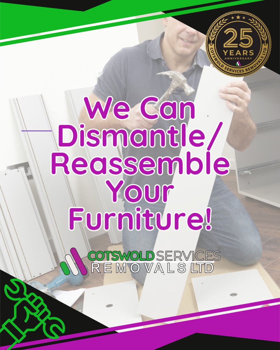 Assembling furniture not your thing?
Don’t worry – we’ve got it covered! 

When you move with Cotswold Services Removals, we can dismantle and reassemble your furniture so you don’t have to stress about fiddly flat packs or heavy lifting.

Here’s why our customers love this