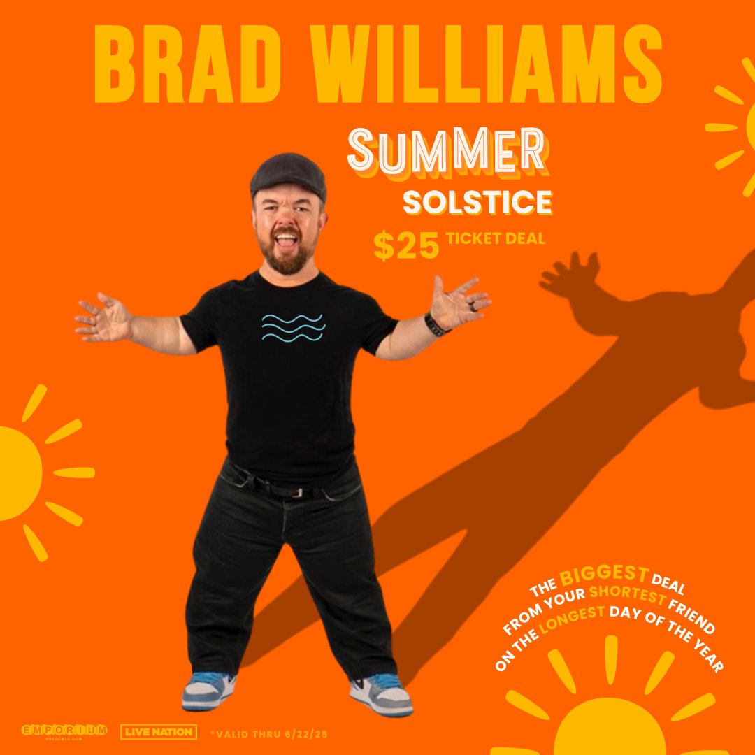 Hawaii Theatre (@hawaiitheatre) on Twitter photo ☀️Exclusive $25 Summer Solstice Offer☀️ <a href="/funnybrad/">Brad Williams</a> Live at Hawaii Theatre on October 4th, 2025!
A limited number of $25 Summer Solstice tickets are available from June 20th to the 22nd only!
🎟️ Get your tickets now at hawaiitheatre.com/bradwilliams ☀️Exclusive $25 Summer Solstice Offer☀️ <a href="/funnybrad/">Brad Williams</a> Live at Hawaii Theatre on October 4th, 2025!
A limited number of $25 Summer Solstice tickets are available from June 20th to the 22nd only!
🎟️ Get your tickets now at hawaiitheatre.com/bradwilliams