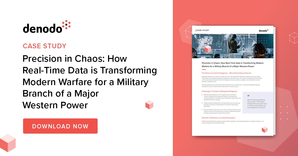⚔️ In modern warfare, speed is everything. A leading military force uses the #DenodoPlatform to fuse real-time intelligence from multiple sources—boosting precision, agility &amp; mission success.

📄 Read the #Denodo case study: okt.to/on7Rpi

#DefenseTech #RealTimeData