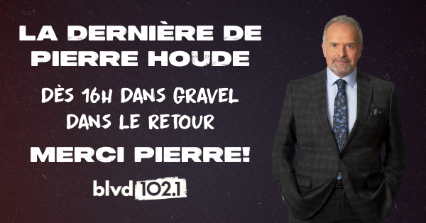 BLVD 102,1 (@blvd1021) on Twitter photo Pierre Houde ne sera pas de retour dans Gravel dans le retour la saison prochaine pour consacrer ses énergies à la télévision sportive.
Merci pour toutes ces années dans la famille de Gravel dans le retour, Pierre! <a href="/PierreHoudeRDS/">Pierre Houde</a> Pierre Houde ne sera pas de retour dans Gravel dans le retour la saison prochaine pour consacrer ses énergies à la télévision sportive.
Merci pour toutes ces années dans la famille de Gravel dans le retour, Pierre! <a href="/PierreHoudeRDS/">Pierre Houde</a>