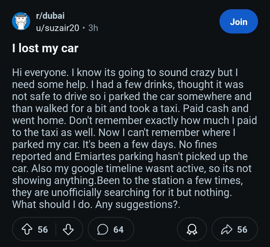 Reddit Dubai is a crazy space. Lol