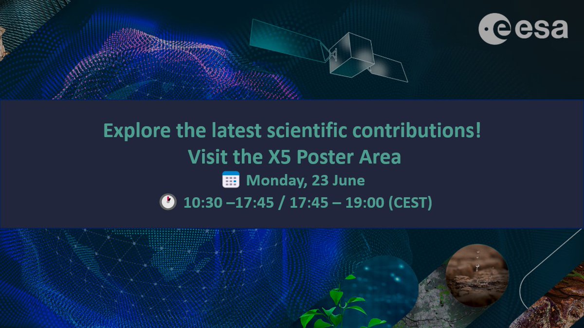 ESA Earth Online (@esa_earthonline) on Twitter photo Join us in the X5 Poster Area to explore a wide range of innovative scientific contributions across multiple themes and projects.
Come meet the presenters, ask questions, and dive into the latest Earth observation research!
<a href="/esa_cryosat/">ESA's CryoSat mission</a> <a href="/esa_swarm/">ESA's Swarm mission</a> @smos_satellite <a href="/esa_earthcare/">ESA's EarthCARE mission</a> Join us in the X5 Poster Area to explore a wide range of innovative scientific contributions across multiple themes and projects.
Come meet the presenters, ask questions, and dive into the latest Earth observation research!
<a href="/esa_cryosat/">ESA's CryoSat mission</a> <a href="/esa_swarm/">ESA's Swarm mission</a> @smos_satellite <a href="/esa_earthcare/">ESA's EarthCARE mission</a>