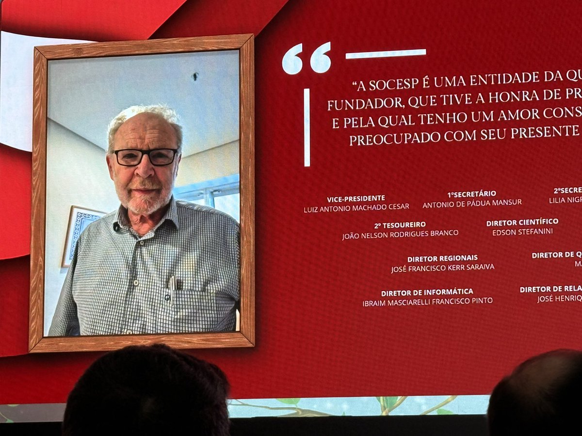 “Emotional moment at the opening of #SOCESP2025 — a tribute to all past presidents. In these photos, two great friends and honorees: Drs. Ari Timerman and José Carlos Nicolau. A legacy of excellence in Brazilian cardiology.”