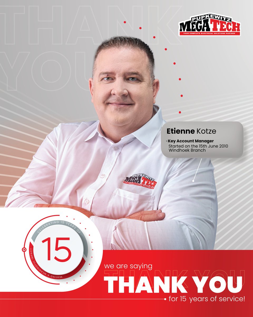 Turning passion into purpose at Pupkewitz Megatech

Etienne’s journey in the electrical field began in 1991, inspired by his father’s words: “The world will never be without technology, especially in the electrical field.” From a young age, watching experienced tradesmen at work,