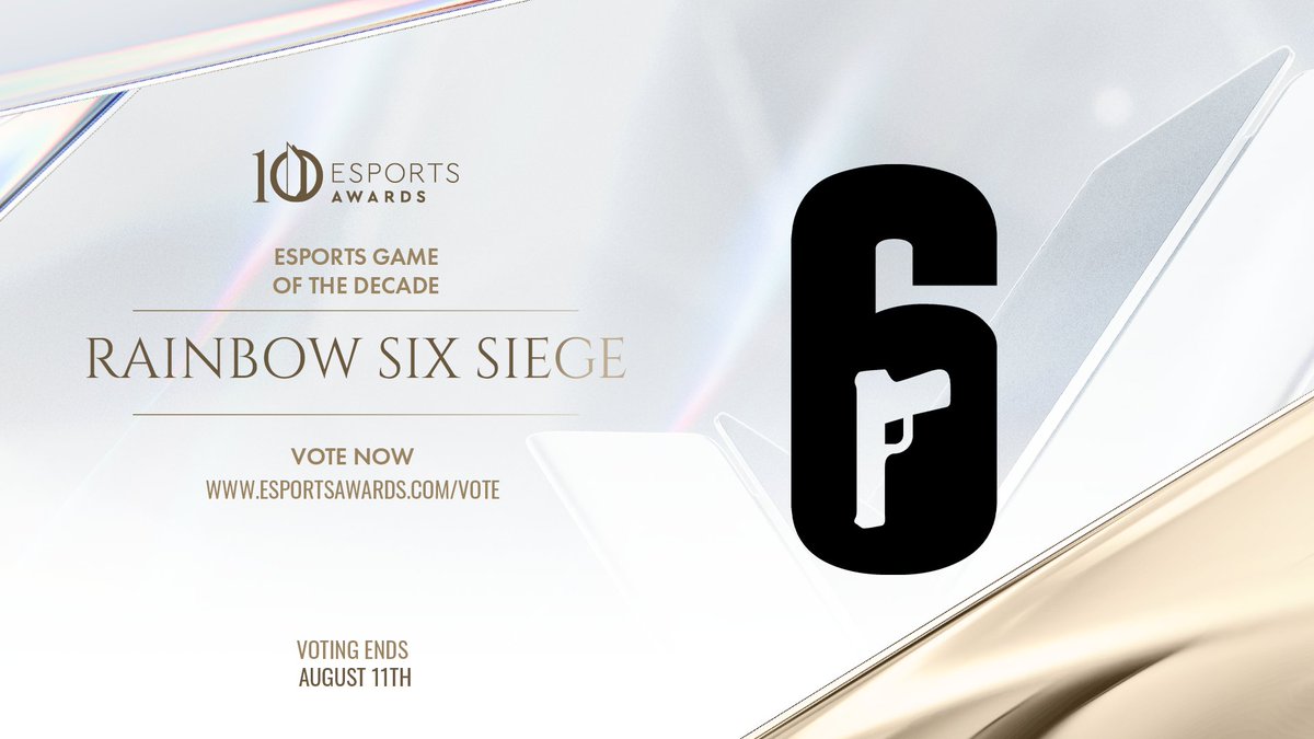 Vote for <a href="/Rainbow6Game/">Rainbow Six Siege X</a>! Finalist of the Esports Game of the Decade award.

Remember, you can VOTE EVERY DAY, once a day.

✅ Vote now: esportsawards.com/vote/ 

Voting closes on August 11th

#EsportsAwards2025
