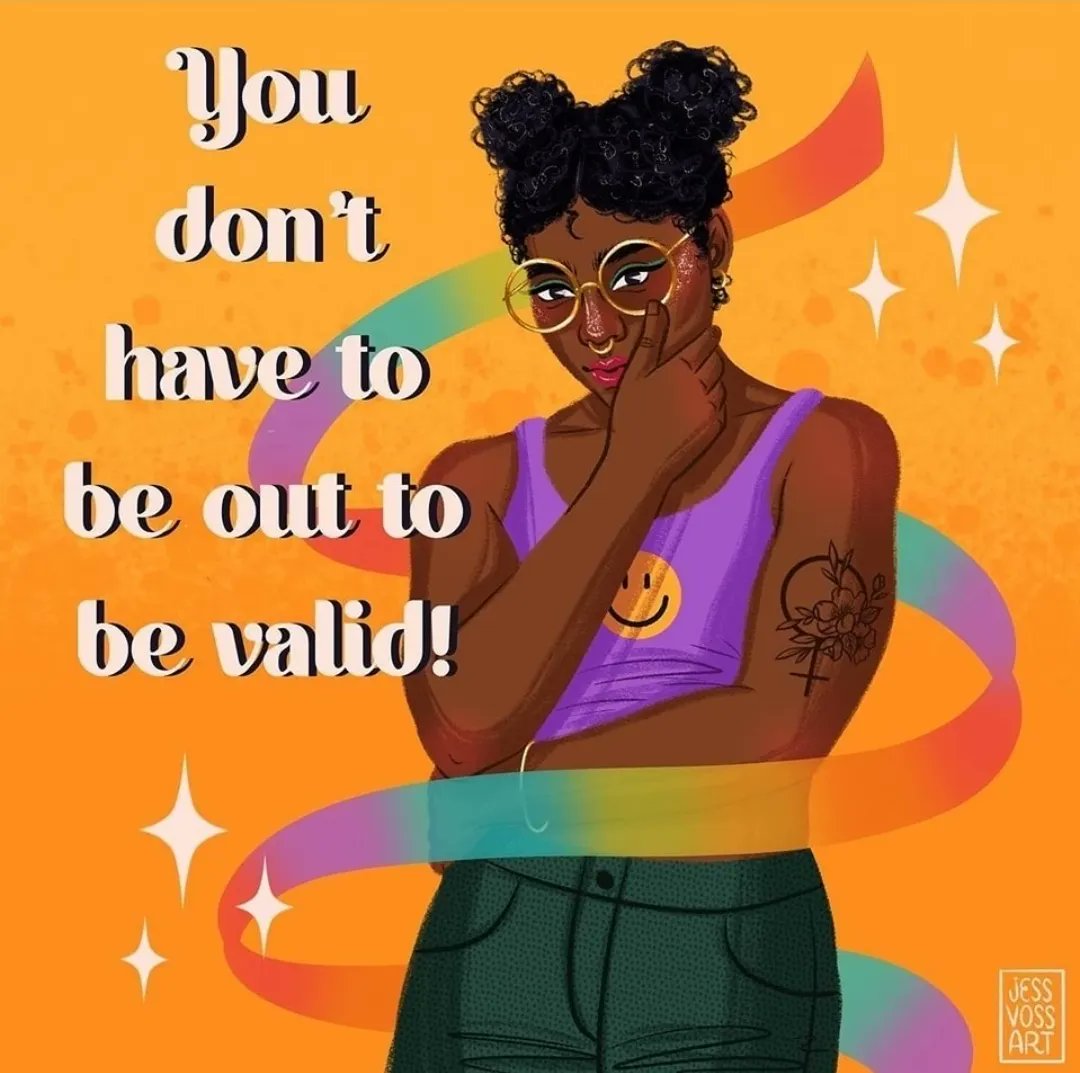 You do not have to be out to be valid. Your queerness is valid.
Via I.G jessvonart
#Queer #ComingOut #PrideMonth #Pride🌈