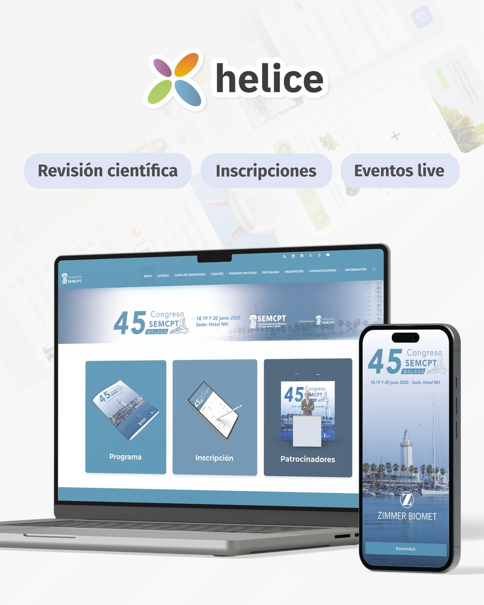 heliceapp's tweet photo. 🏁 Último día del 45.º Congreso @semcpt1 en Málaga.
Inscripciones, revisión de comunicaciones, control de accesos y app oficial… todo gestionado con https://t.co/wFQ4nSKCqQ.
Gracias a @somosbsj  por confiar en nuestra plataforma 
🔗 https://t.co/iw7Noc724B
#SEMCPT2025 #HeliceApp https://t.co/0YImOLgsfO