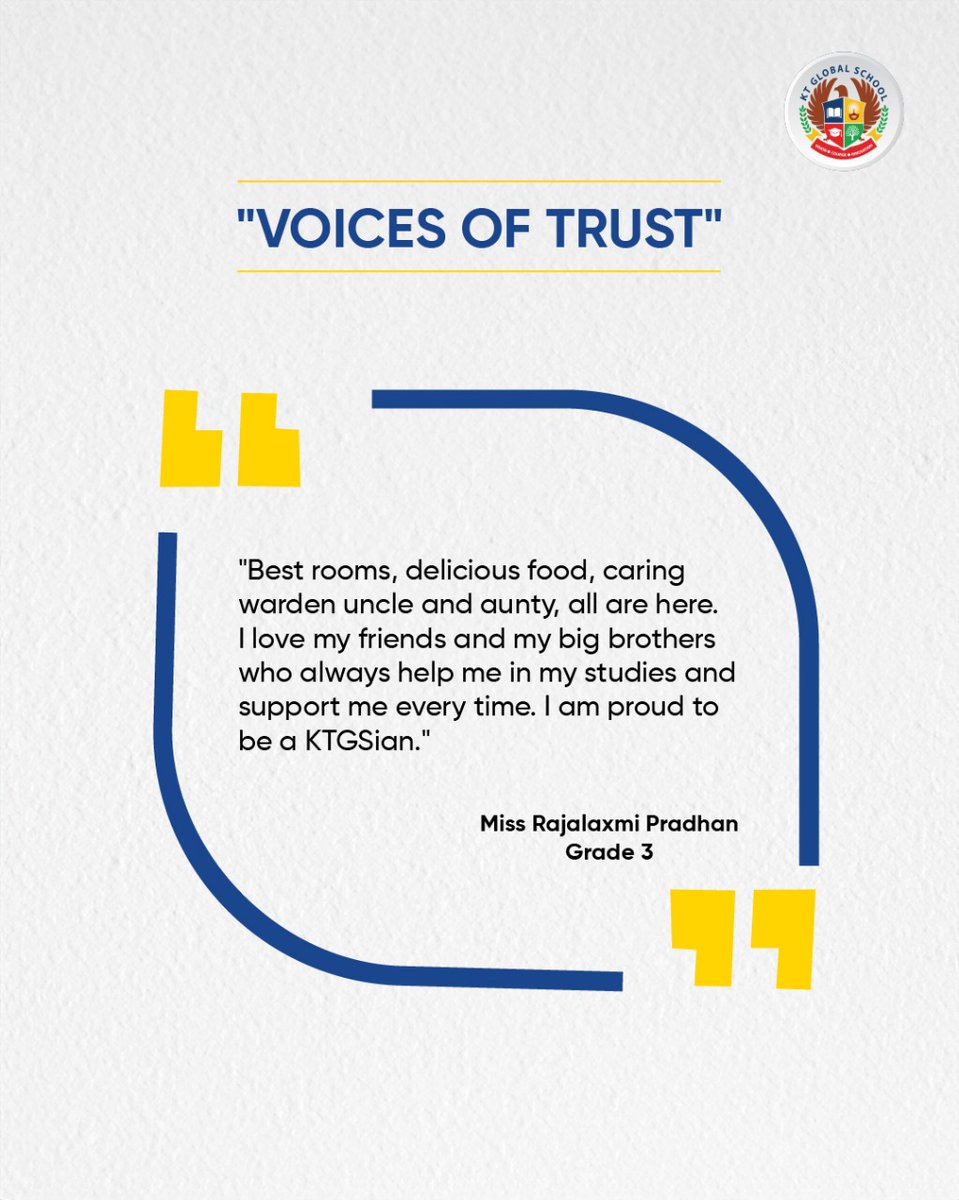💙 Grade 3’s Rajalaxmi shares how #KTGlobalSchool feels like home from warm meals to caring bonds. Trust here is built in every moment, every smile. 🏫✨

#VoicesOfTrust #KTGSianJourney #education #StudentExperience #boardingschool  #RealStudentStories #KTGS #TransformingMinds