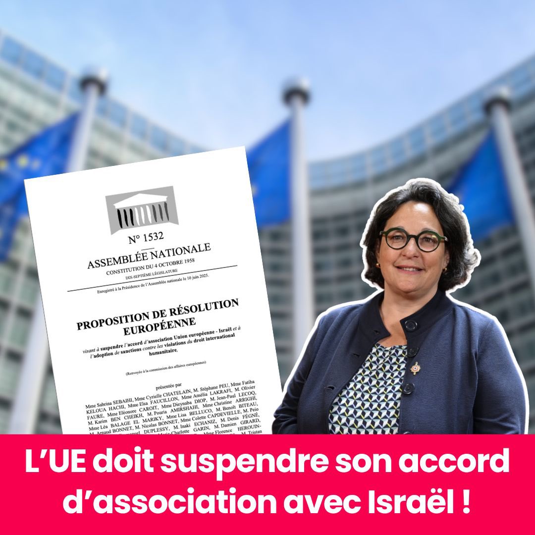 Florence Hérouin Léautey (@fleautey) on Twitter photo J'ai signé la proposition de résolution de ma collègue <a href="/SabrinaSebaihi/">Sabrina Sebaihi</a> !
Alors que cette semaine, les députés européens tenaient un débat sur l'accord UE-Israël, et que la Commission a lancé une révision de son article 2, il est urgent que la France prenne clairement position J'ai signé la proposition de résolution de ma collègue <a href="/SabrinaSebaihi/">Sabrina Sebaihi</a> !
Alors que cette semaine, les députés européens tenaient un débat sur l'accord UE-Israël, et que la Commission a lancé une révision de son article 2, il est urgent que la France prenne clairement position
