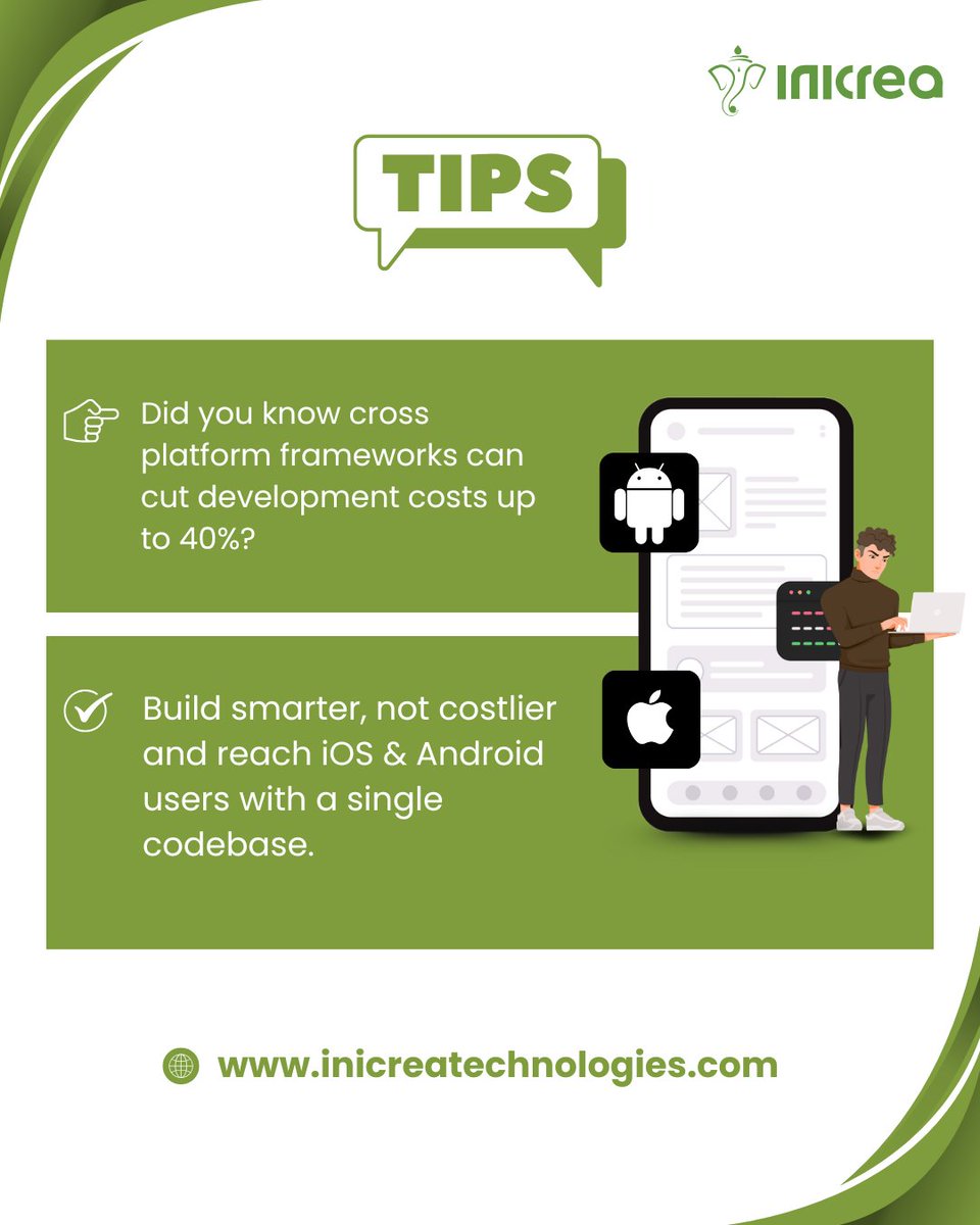 inicreatech's tweet image. 📲 Your next  Mobile app doesn’t need double the code to reach double the users.
At Inicrea Technologies, we help you build powerful mobile apps that are efficient, scalable, and ready for both platforms without compromising performance.
#InicreaTechnologies #AppDevelopment